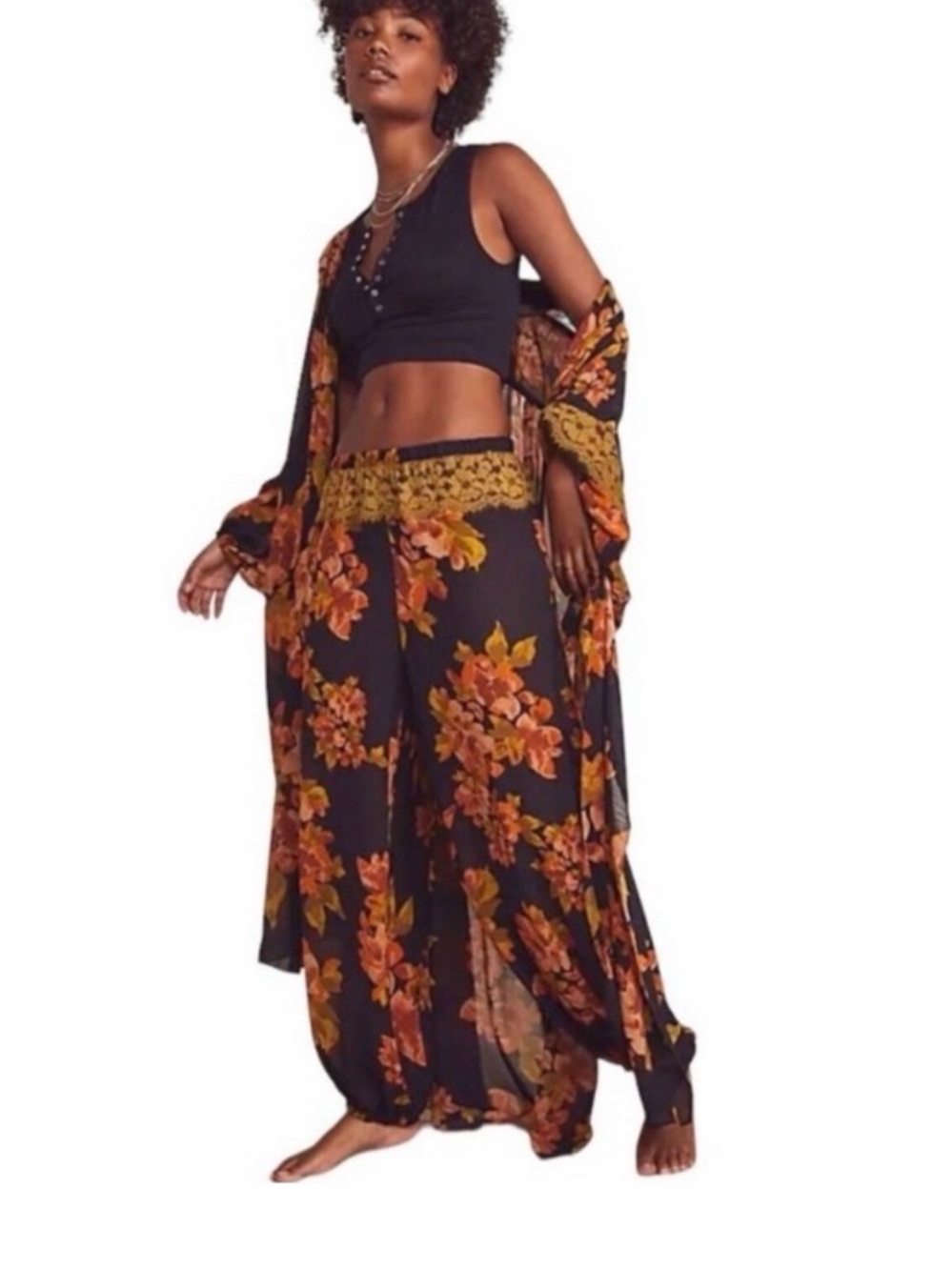Intimately by Free People Monday Morning Floral Lace Kimono Long Duster O/S